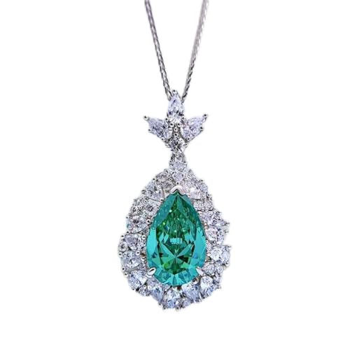 JPXXFM Sterling Pear Turmaline Moissanit Edelstein Jubiläum Anhänger Halskette Schmuck Geschenk von JPXXFM