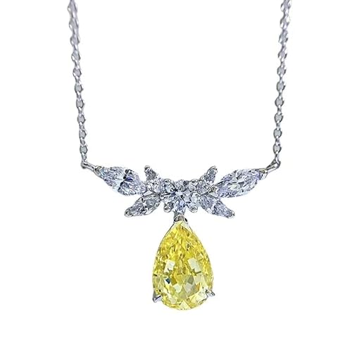 JPXXFM Sterling Silber Birnen geschnitten Moissanit Citrin Edelstein Hochzeit Anhänger Halsketten für Frauen Schmuck von JPXXFM