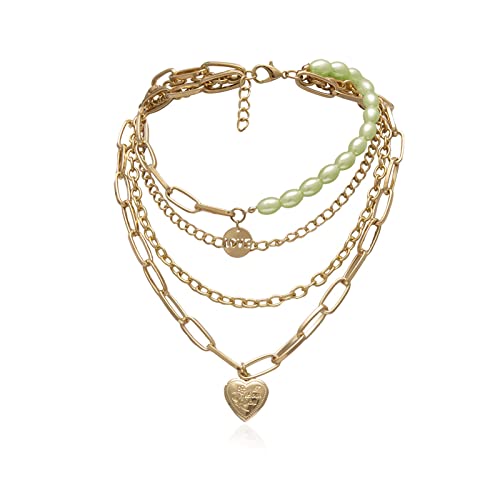 JPXXFM Strand Necklaces for Women, Chunky Necklaces for Women Trendy Adjustable Chain Necklace with Heart Pendant von JPXXFM