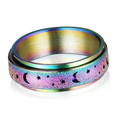 JPXXFM Titanium rotierender Zappel Ring für verstellbare Spinner Ring Star Design Fashion Statement Band von JPXXFM