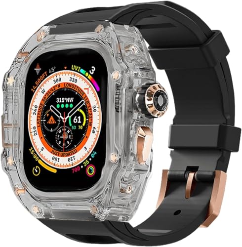 JPXXFM Transparent Watch Case Metal Crown Knopf Fluor Gummi -Band -Mod -Kit ， für Band Ultra 8 7 6 5 4 Se 44mm 45 mm 49 mm Hartpc Cover Ersatzzubehör Kit Kit von JPXXFM