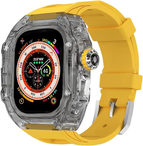 JPXXFM Transparent Watch Case Metal Crown Knopf Fluor Gummi -Band -Mod -Kit ， für Band Ultra 8 7 6 5 4 Se 44mm 45 mm 49 mm Hartpc Cover Ersatzzubehör Kit Kit von JPXXFM