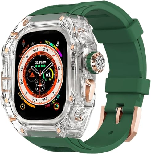 JPXXFM Transparent Watch Case Metal Crown Knopf Fluor Gummi -Band -Mod -Kit ， für Band Ultra 8 7 6 5 4 Se 44mm 45 mm 49 mm Hartpc Cover Ersatzzubehör Kit Kit von JPXXFM