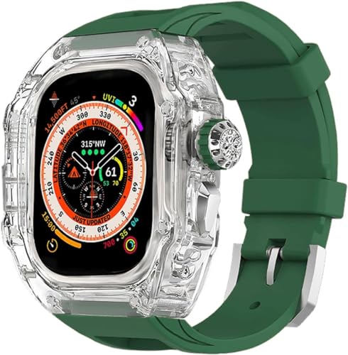 JPXXFM Transparent Watch Case Metal Crown Knopf Fluor Gummi -Band -Mod -Kit ， für Band Ultra 8 7 6 5 4 Se 44mm 45 mm 49 mm Hartpc Cover Ersatzzubehör Kit Kit von JPXXFM