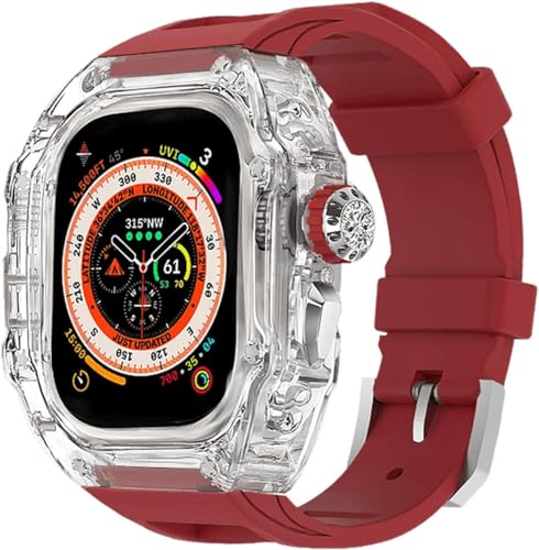 JPXXFM Transparent Watch Case Metal Crown Knopf Fluor Gummi -Band -Mod -Kit ， für Band Ultra 8 7 6 5 4 Se 44mm 45 mm 49 mm Hartpc Cover Ersatzzubehör Kit Kit von JPXXFM