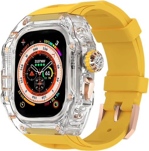 JPXXFM Transparent Watch Case Metal Crown Knopf Fluor Gummi -Band -Mod -Kit ， für Band Ultra 8 7 6 5 4 Se 44mm 45 mm 49 mm Hartpc Cover Ersatzzubehör Kit Kit von JPXXFM