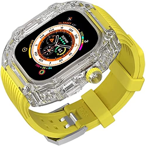 JPXXFM Transparente Uhrenkoffer mit Armband für 8 7 6 5 4 Se 49 mm 45 mm 44 mm vollständig transparentes Ersatzarmband von JPXXFM