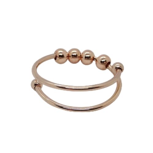 JPXXFM Verstellbarer Angstring Zappel Frauen Männer Runner Stapelfinger Ring mit Spiralperlen Relief Antistress drehen Ring von JPXXFM
