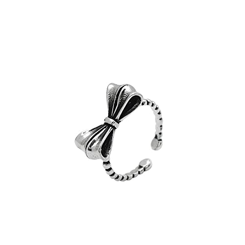 JPXXFM Verstellbarer Ring für Frauen, Slester silberner Silberring für Frauen Retro Distressed Bowknot niedlich verstellbarer offener Knöchel Heckring Finger Joint Schmuck für Lady Girls Hochzeit von JPXXFM
