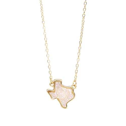 JPXXFM Western Cowgirl Cabisco Halskette Western Cowgirl Halskette für Frauen, geometrische Texas Form Steinkette - Harz Druzy Schmuck Halskette, hellblaue Halskette für Valentines Geburtstag s von JPXXFM