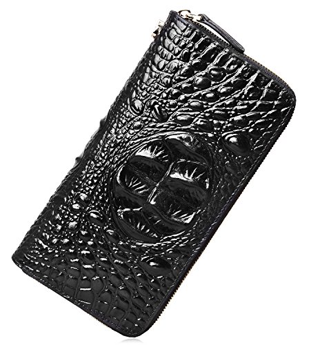 JPXXFM Wristlet Brieftasche Krokodil-Leder-Geldbörsen für Frauen Damen Clutch-Geldbörse (1058 Brown), 91792-1 Violett Croco, One Size von JPXXFM