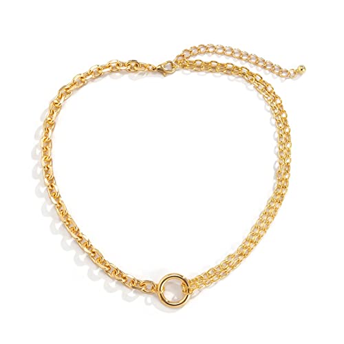 JPXXFM for Women, Chunky Necklaces for Women AdjustableOne colorCustomPlated Cable Chain Necklace with Circle Charms von JPXXFM