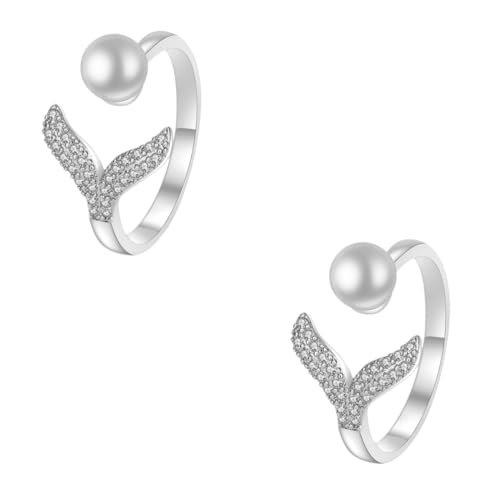 Kreativer Fingerring Sterling Silber Mode tierische Meerjungfrau Schwanzringe für Frauen Nachahmung Perlen Schmuck Schmuck von JPXXFM