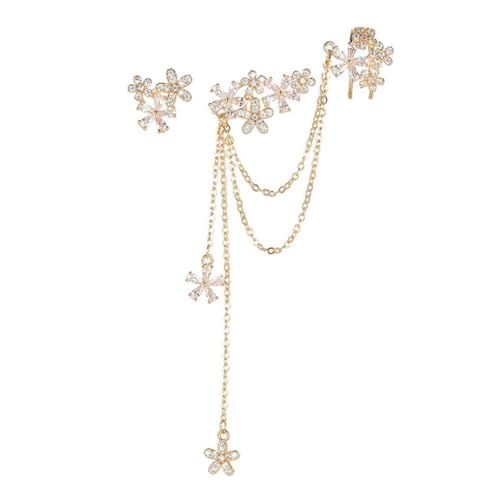 Lange Quastenohrringe Personalisierte silberne Nadelblumenohrringe integrierter Ohrknochen Clip von JPXXFM