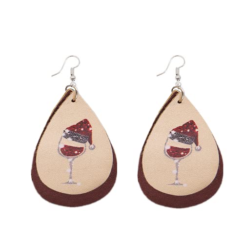 Leather Teardrop Christmas Tree Earrings for Women Girls Multiple Lightweight Big Statement Dangle Drop Hook Stud Nickle Free Jewelry Gifts Christmas Holiday von JPXXFM
