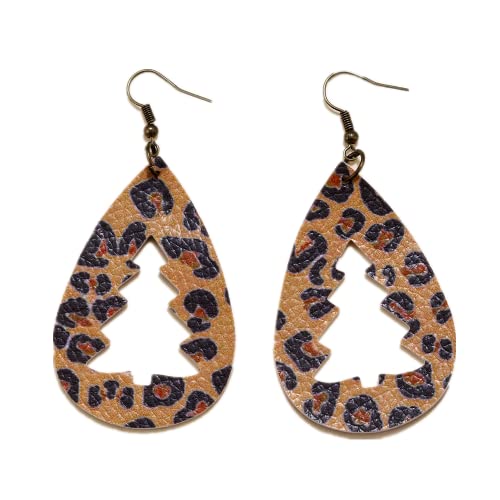 Leather Teardrop Christmas Tree Earrings for Women Girls Multiple Lightweight Big Statement Dangle Drop Hook Stud Nickle Free Jewelry Gifts Christmas Holiday von JPXXFM