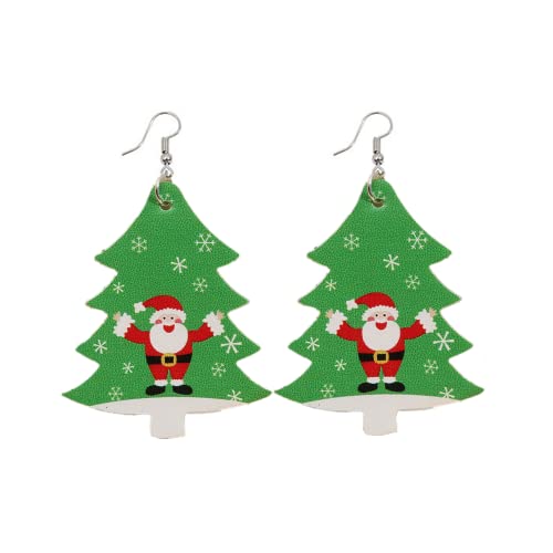 Leather Teardrop Christmas Tree Earrings for Women Girls Multiple Lightweight Big Statement Dangle Drop Hook Stud Nickle Free Jewelry Gifts Christmas Holiday von JPXXFM
