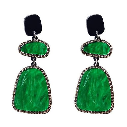 Long Green Statement Earrings Rhinestone Geometric Dangle Earrings for Women Sterling SilverSilver Acrylic Lightweight Tropical Plants Monstera Drop Studs Earring Unique Halloween Christmas von JPXXFM