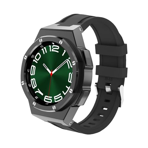 Luxus Metal Watch Band Case Modification Kit für Samsung Galaxy Watch 6 Klassiker 43 mm 47 mm Edelstahl Lünette Silikongurt Armband Set von JPXXFM