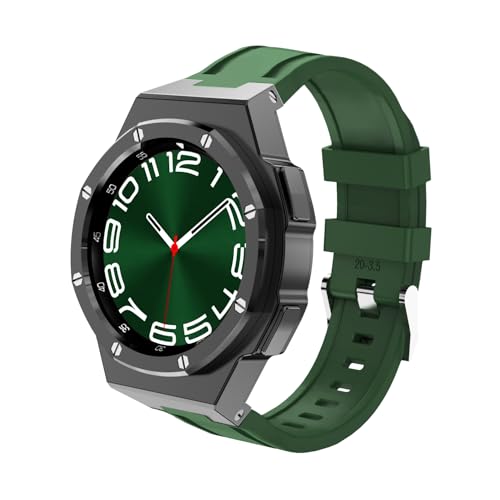 Luxus Metal Watch Band Case Modification Kit für Samsung Galaxy Watch 6 Klassiker 43 mm 47 mm Edelstahl Lünette Silikongurt Armband Set von JPXXFM