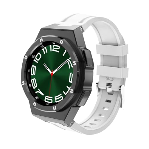 Luxus Metal Watch Band Case Modification Kit für Samsung Galaxy Watch 6 Klassiker 43 mm 47 mm Edelstahl Lünette Silikongurt Armband Set von JPXXFM