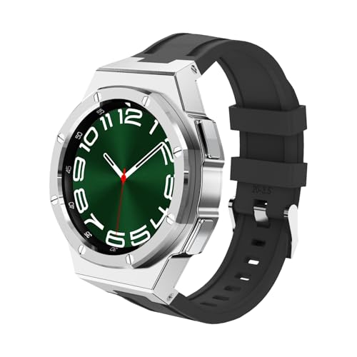 Luxus Metal Watch Band Case Modification Kit für Samsung Galaxy Watch 6 Klassiker 43 mm 47 mm Edelstahl Lünette Silikongurt Armband Set von JPXXFM