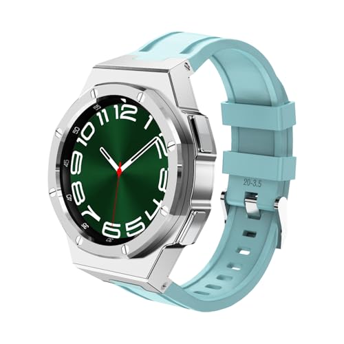 Luxus Metal Watch Band Case Modification Kit für Samsung Galaxy Watch 6 Klassiker 43 mm 47 mm Edelstahl Lünette Silikongurt Armband Set von JPXXFM