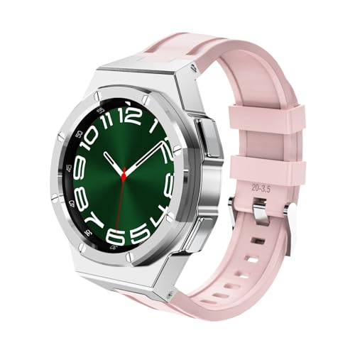 Luxus Metal Watch Band Case Modification Kit für Samsung Galaxy Watch 6 Klassiker 43 mm 47 mm Edelstahl Lünette Silikongurt Armband Set von JPXXFM