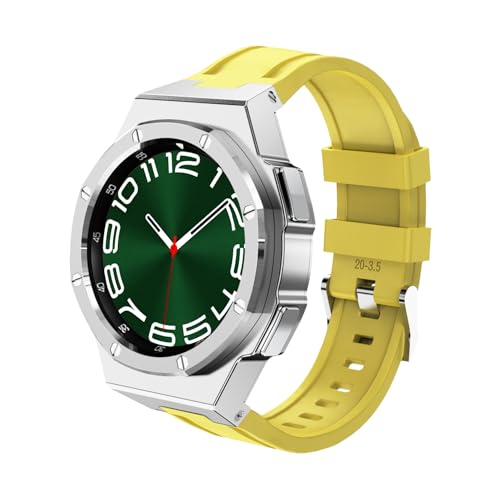 Luxus Metal Watch Band Case Modification Kit für Samsung Galaxy Watch 6 Klassiker 43 mm 47 mm Edelstahl Lünette Silikongurt Armband Set von JPXXFM