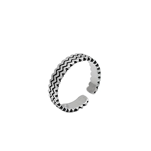 Ringe, S Sterling Silversilver Ring für Frauen Retro Distressed mehrschichtiger Ripple Geometrie Unisex einstellbares offenes Knöchel Heckring Fingergelenk Schmuck für Lady Girls Hochzeit Valentinstag von JPXXFM