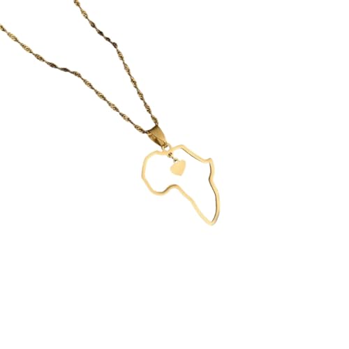 Schmuck Neue 2025 Fashion Africa Map Anhänger Halsketten für Frauen ihr Herz Afrikaner von Maps Edelstahl -Party Hochzeits Geburtstag Schmuck Geschenke mit für Sie Schmuck Fashion kreatives Geschenk, von JPXXFM