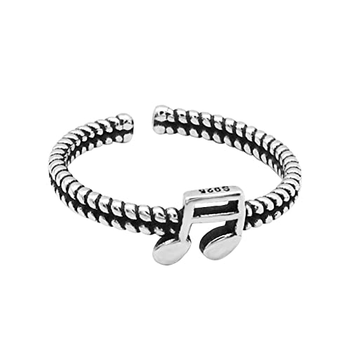 Sterling Silber Ring, S Sterling Silversilver Ring für Frauen Retro Distressed Twist Music Symbol Verstellbares offenes Knöchel Heckring Fingergelenk Schmuck für Lady Girls Hochzeit Valentinstag von JPXXFM