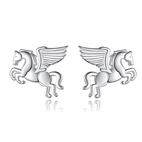 TTDGYYXW Real Earring Fashion Animal Pegasus Stud Earrings for Women Mothers Day Fine Jewel, von JPXXFM