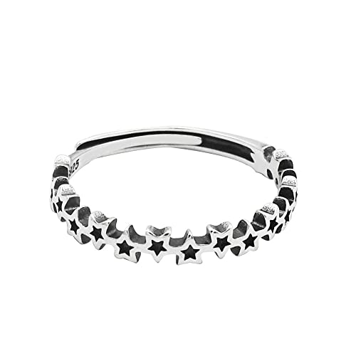Verstellbarer Ring für Frauen, S Sterling Silversilver Ring für Frauen Retro Distressed Star Mode Verstellbare offene Knöchel Heckring Finger Joint Schmuck für Lady Girls Hochzeit Valentinstag von JPXXFM