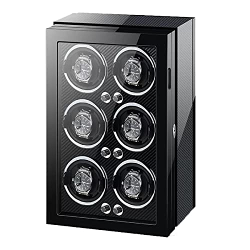 Watch Winder Box for Self-Winding 4 6 9 Watches with LED Light and Quiet Motor Display Box Wooden Piano Finish Adjustable Watch Pillows Rotator Case von JPXXFM