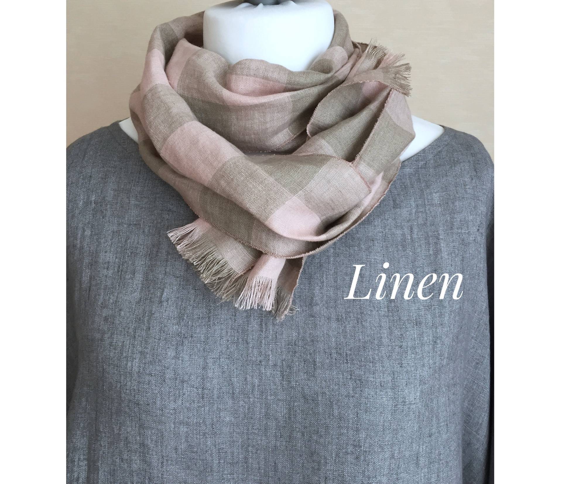 Leinen Schal Klein Kariert Halstuch Für Männer Dünne Frauen Leinenschal von JPalKnits