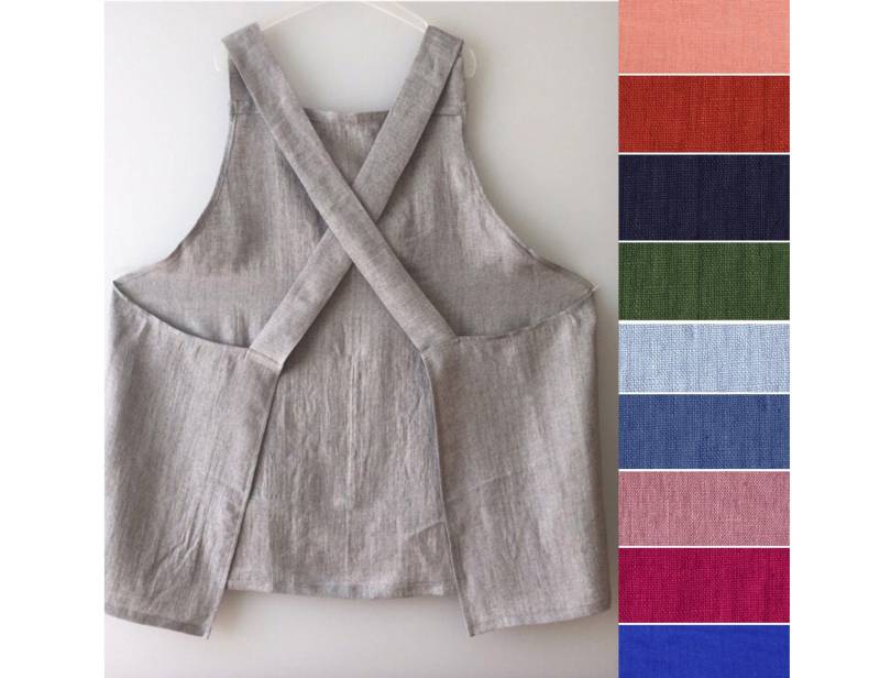 Leinenschürze Xs Bis 5Xl Japanisch Plus Größe Schürze Kreuz Zurück Extra Große Keine Krawatten von JPalKnits