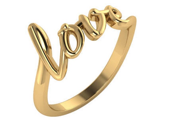 14K Scripted Love Ring von JPatchDesignsByKaren