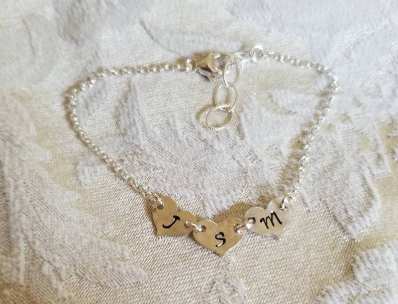 Knöchel-Armband, Knöchel Armbänder, Fußkettchen, Silber Gehämmert Herz Erste Armband von JPierceJewelryDesign