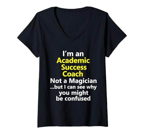Damen Akademischer Coach Coaching Tutor Schule Mathematik Schreiben Lesen T-Shirt mit V-Ausschnitt von JQBHZDYBLWJHBSY Creations Co