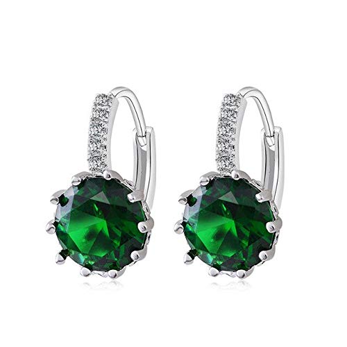 JQQJZLC 12 Stil Optional Trendy 925 Schmuck Edelsteinohrringe für Frauen Kurzstil Ohrtropfen mit 10 mm Zirkonparty von JQQJZLC