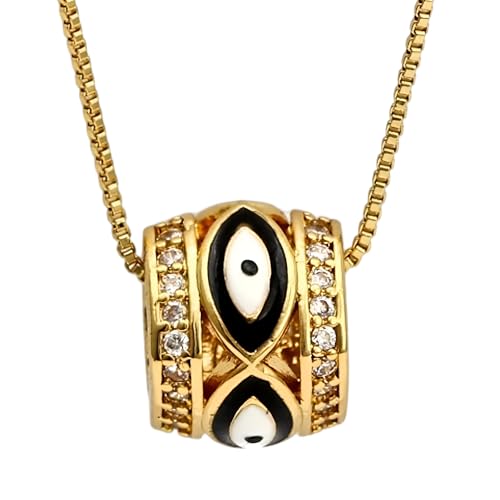 JQQJZLC 14k Gold gefüllt böse Augen Halskette für Frauen Männer farbenfrohe Glücksaugen Anhänger Halskette türkisches Öl gegen böses Auge bunte böse Eye Anhänger Halskette von JQQJZLC