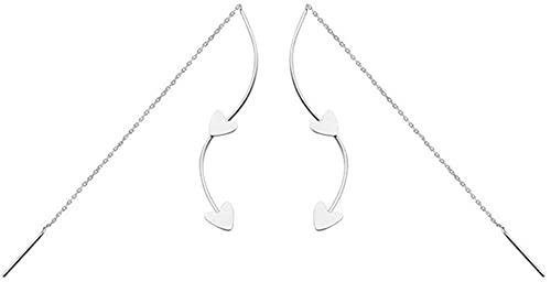 JQQJZLC Damenohrringe, Bolzenohrringe 925 Ribbon Drop-Ohrringe herzförmige Ctassel-Ohrringe von Girl Faden Ohrringen Kette/-925, Frauen von JQQJZLC