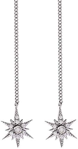 JQQJZLC Damenohrringe, Stift Ohrringe stilvolle Sechs-Punkte-Sternohrringe 925 Schnürung Quaste Ohrringe Drapieren langwechselndes Ohrschmuck Paar/, Damen von JQQJZLC