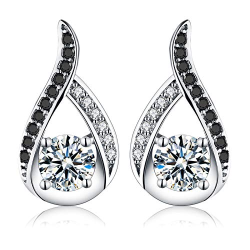 JQQJZLC Echt 925 Schmuck Vintage Schwarzer Spinell Wasser Drop Engagement Ohrringe für Frauen von JQQJZLC