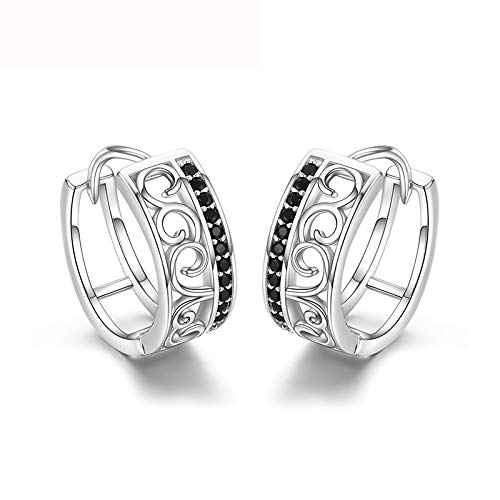 JQQJZLC Echte 925 Ohrringe Kronoopringe für Frauen schwarzer Spinell 925 Schmuck von JQQJZLC