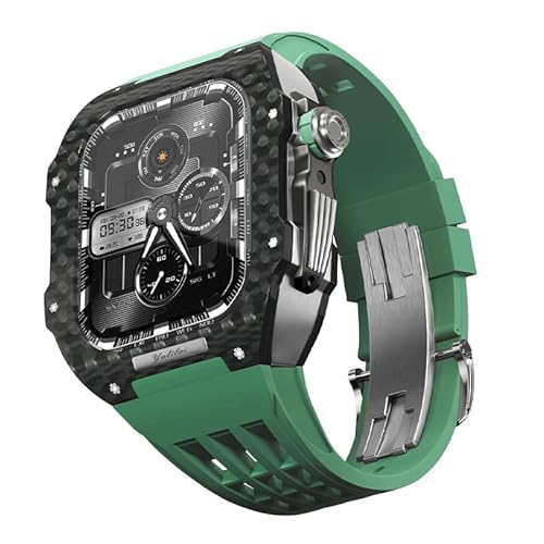 JQQJZLC Für 9 8 7 6 Se 5 4 Serie 44mm 45mm Uhrenband Mod Kit Frauen Frauen Kohlenstofffaser Uhren Hülle Gummi -Uhrengurt Ersatzzubehör von JQQJZLC