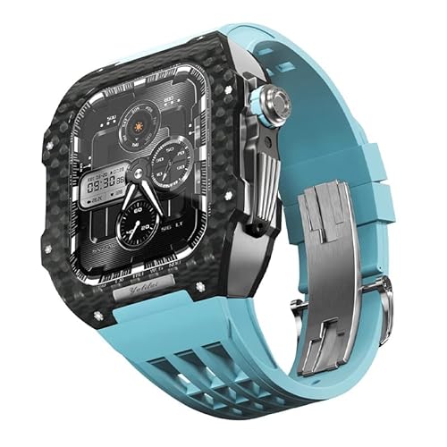 JQQJZLC Für 9 8 7 6 Se 5 4 Serie 44mm 45mm Uhrenband Mod Kit Frauen Frauen Kohlenstofffaser Uhren Hülle Gummi -Uhrengurt Ersatzzubehör von JQQJZLC