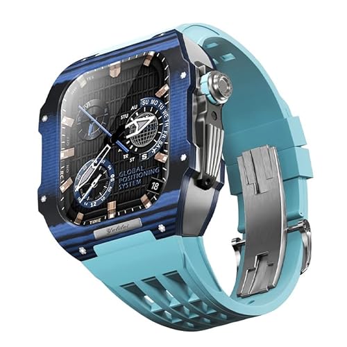 JQQJZLC Für 9 8 7 6 Se 5 4 Serie 44mm 45mm Uhrenband Mod Kit Frauen Frauen Kohlenstofffaser Uhren Hülle Gummi -Uhrengurt Ersatzzubehör von JQQJZLC