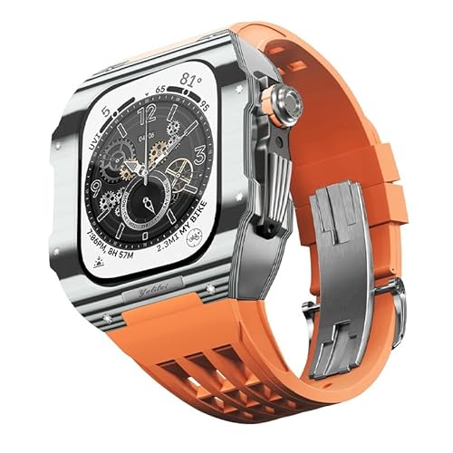 JQQJZLC Für 9 8 7 6 Se 5 4 Serie 44mm 45mm Uhrenband Mod Kit Frauen Frauen Kohlenstofffaser Uhren Hülle Gummi -Uhrengurt Ersatzzubehör von JQQJZLC